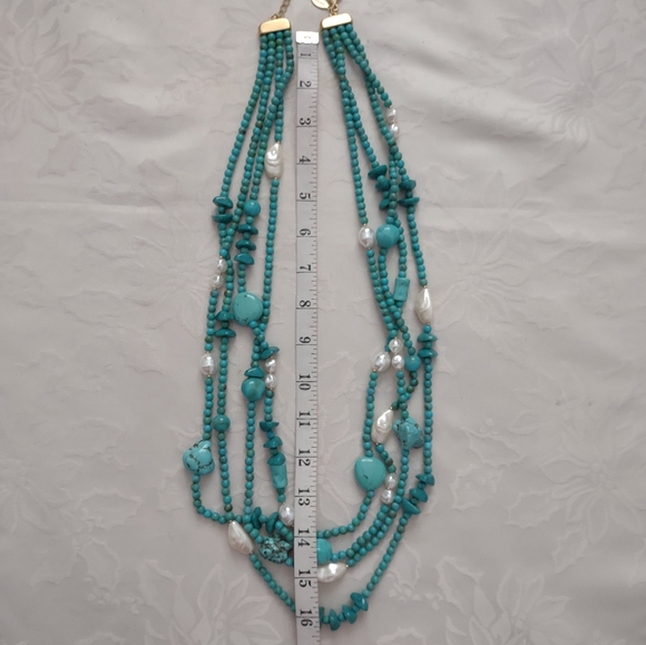 Chico's Pearl Turquoise Collection multi strand necklace - Picture 6 of 9